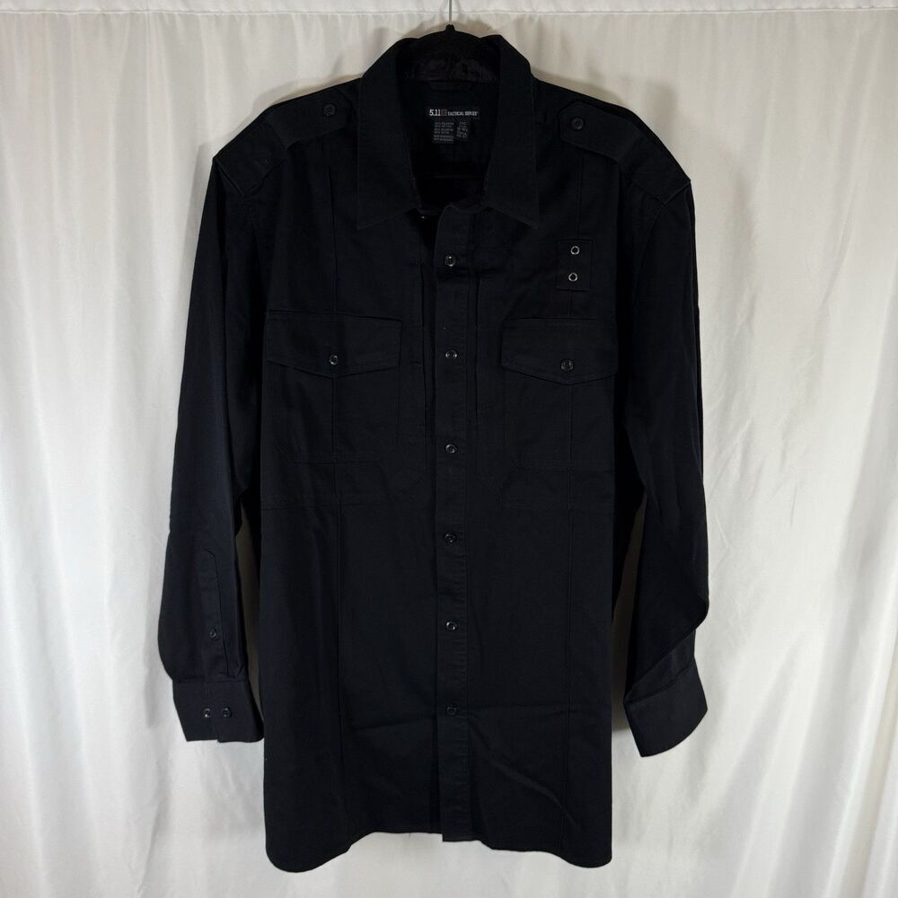 5.11 Tactical Work Shirt Men's 2XL 18-18.5 Black Long Sleeve Button Zip Uniform